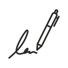 signature icon, pen icon, hand writing, vector illustration
