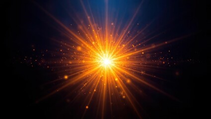 Golden Light Rays Radiating From Central Point