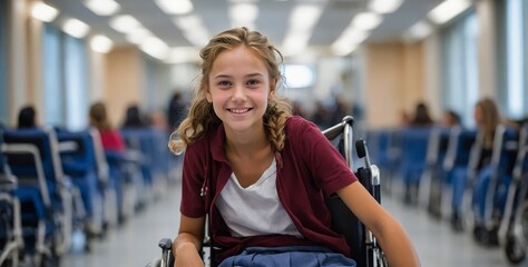 A resilient student in a wheelchair gazes ahead with determination.

