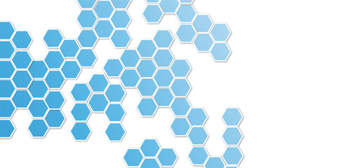 Geometric Technology Hexagons on Water Blue Color Background, Geometric Pattern with
Gradient, Honeycomb Vector Illustration Background.