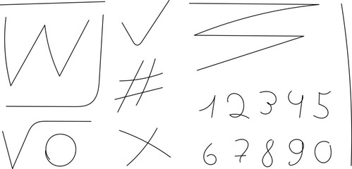 Line doodles set - hand drawn swirls, curved lines, grunge style marker, chaotic pointers. Chalk sketches, artistic design elements collection