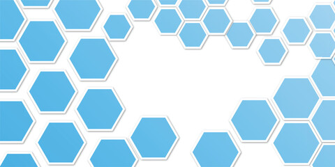 Geometric Technology Hexagons on Water Blue Color Background, Geometric Pattern with
Gradient, Honeycomb Vector Illustration Background.