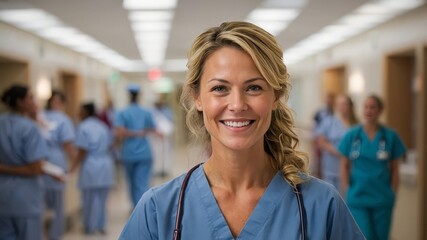 Her bright smile brings calm to the bustling nurses' station.

