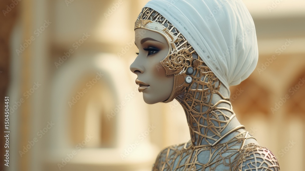 Poster futuristic robotic background image with matte color palette for modern aesthetic design
