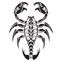 Scorpion Vector Illustration &ndash; Detailed Digital Art of Scorpion in Flat or Line Style, Perfect for Tattoos, Zodiac Symbols, Nature Graphics, Wildlife Icons, and Educational Use