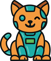 Naklejka premium Cute Robotic Cat Mascot Winking