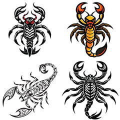 Scorpion Vector Illustration – Detailed Digital Art of Scorpion in Flat or Line Style Set , Perfect for Tattoos, Zodiac Symbols, Nature Graphics, Wildlife Icons, and Educational Use