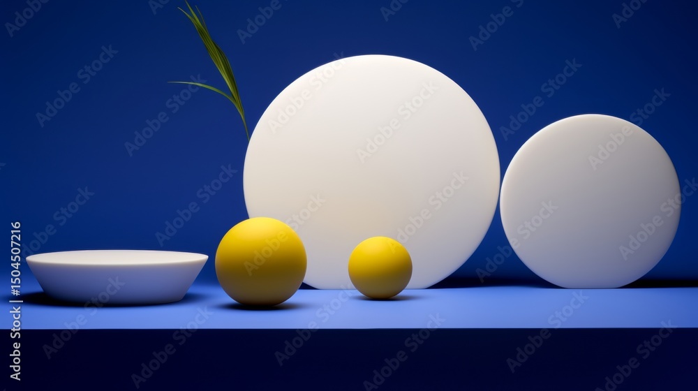 Poster exploring the harmonious interaction of yellow and blue colors in artistic compositions