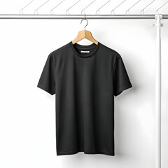 blank black t shirt hanger isolated on white black