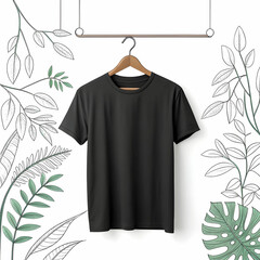 blank black t shirt hanger isolated on white black