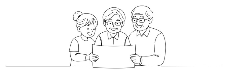 looking at photo memories together linear contour design