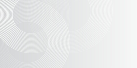 Simple white glowing geometric lines on gray background. Modern shiny blue circle modern art simple good