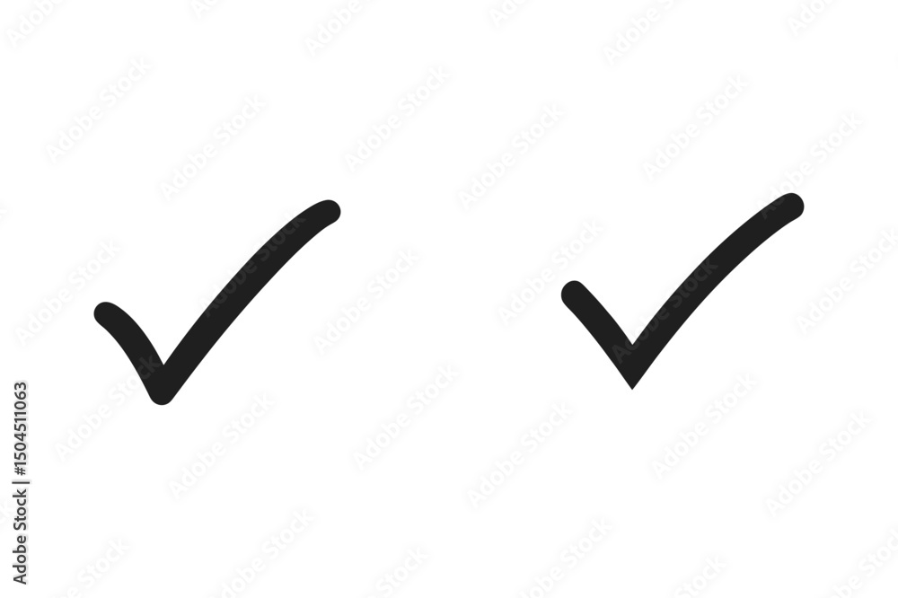 Poster hand-drawn check mark icons two variations of simple, clean, and versatile tick symbols for design p