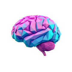 Minimalistic icon of a brain png on a transparent background polygonal