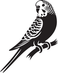 Budgie Black Silhouette Vector, Pet Bird Clipart & Tropical Avian Design