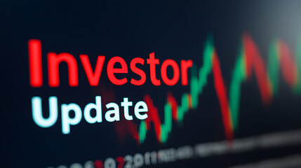 Investor update displayed on a screen with blurred chart lines, suggesting market fluctuations and financial news for shareholders and stakeholders.