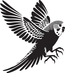 Budgie Black Silhouette Vector, Pet Bird Clipart & Tropical Avian Design