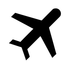 Simple Black Airplane Icon on White Background for Travel and Transportation