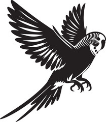 Obraz premium Budgie Black Silhouette Vector, Pet Bird Clipart & Tropical Avian Design