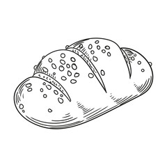Hand-drawn lineart of bread for bakery, cafe, menus, cards, graphic design, minimalist