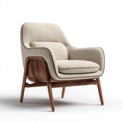 Naklejka premium Modern Armchair Furniture: Cozy Interior Decor with Minimalist Style and Contemporary Comfort in Living Room