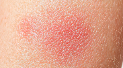 Fototapeta premium Skin irritation: close-up view of an inflamed area on human skin showing redness and texture, indicating a potential allergic reaction or skin condition.