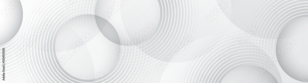 Aufkleber white abstract background overlap layer on bright space with circles effect decoration. modern banne
