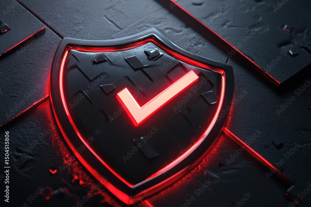 Poster secure online payments shield symbolizing trust and safety in digital transactions, shield with chec