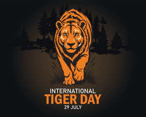 vector graphic of international tiger day good for international tiger day celebration. flat design. flyer design. flat illustration.