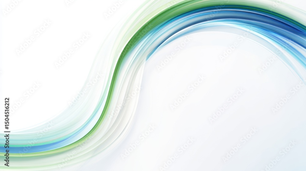 Poster abstract background with blue and green curved ring shapes on soft white gradient, elegant minimal c