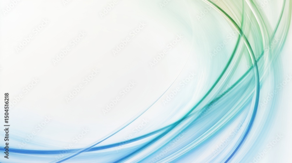 Aufkleber elegant abstract background with blue and green curves shaped like rings, soft gradient and minimal 