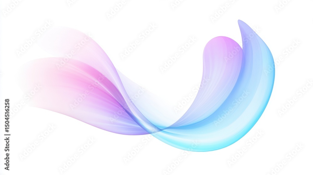Poster elegant abstract composition featuring a light blue spiral with glass effect on white background and