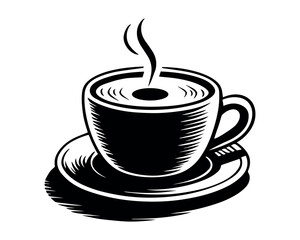 Retro Coffee Cup Vector Illustration with Latte Art

