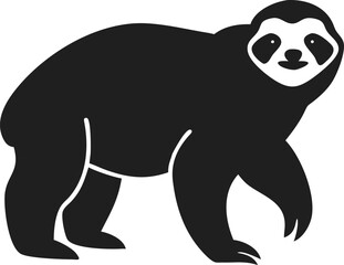 Obraz premium Black sloth silhouette slow animal tree dweller tropical mammal cute