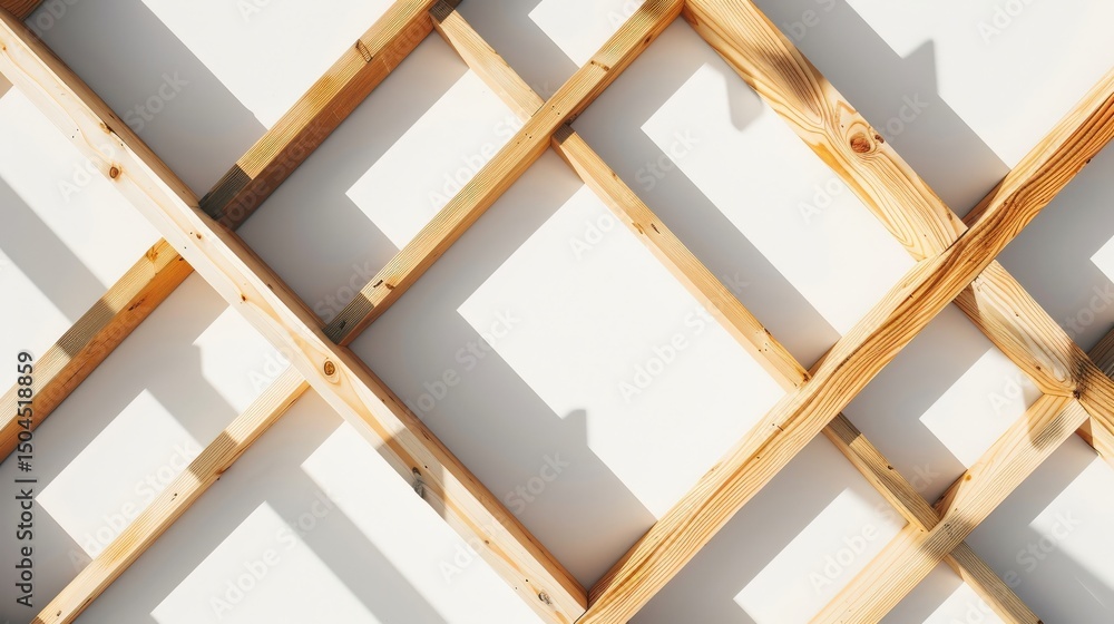 Aufkleber wooden framing with shadows creating geometric patterns for modern design