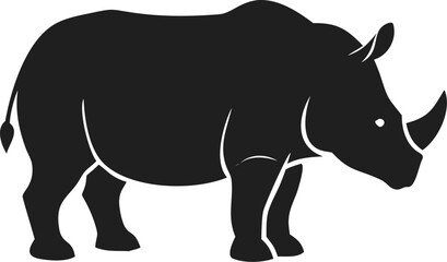Fototapeta premium Black rhino silhouette wild animal safari predator strong powerful