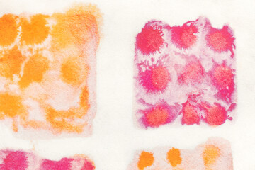 Colorful watercolor spots on paper, abstract background