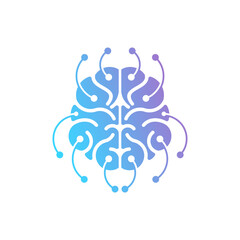 Tech Brain Logo: Modern Artificial Intelligence Vector