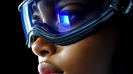 Innovative technology enhances virtual reality experience with futuristic goggles at a tech event