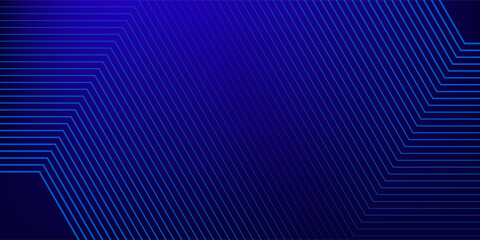 Modern abstract blue background with glowing geometric lines. Blue gradient hexagon shape design. Futuristic technology concept.