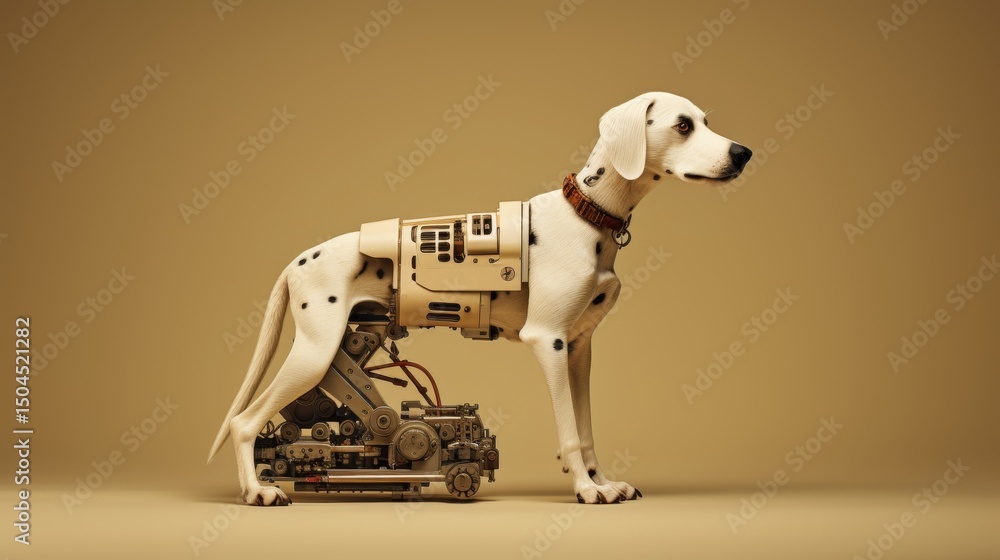 Poster minimalist robotic dog against a clean background a fusion of technology and simplicity