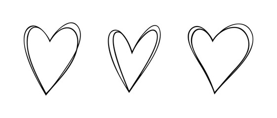 The heart, a symbol of love and romance, is isolated on a white background, hand-drawn with a line, vector illustration. Abstract graphic element for holidays, decorations, weddings, valentines