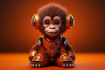 Minimalist robotic cheburashka design on a simple background for modern aesthetic appeal