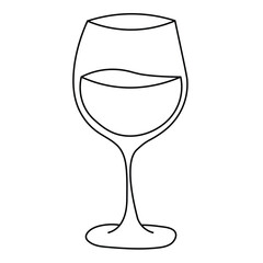 Single empty crystal wine glass isolated on white with elegant reflection