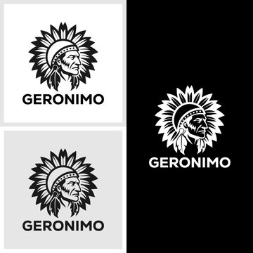 Geronimo Native American Chief Logo