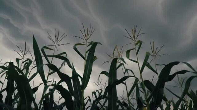Cornfield Underneath A Dramatic And Ominous Sky Scene