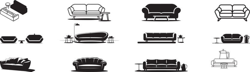 Stylish sofa collection modern furniture designs. eps-10