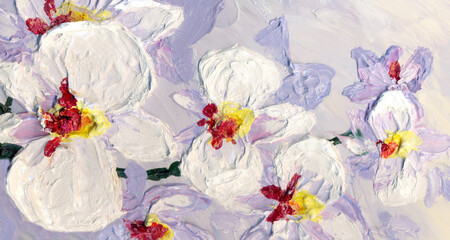 Orchid flowers. Oil painting picture