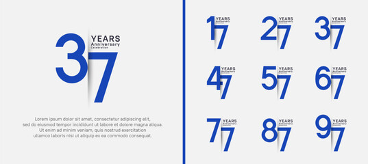 set of anniversary logo style. vector design blue color for celebration