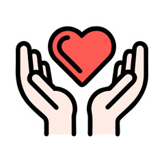 Fototapeta premium Hands Presenting Heart Icon - Care, Love, and Compassion Symbol